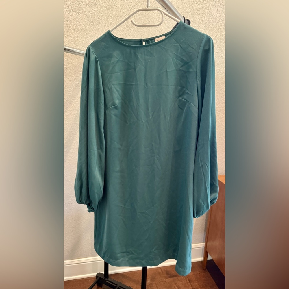 Teal Long Sleeve Dress